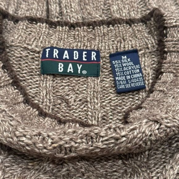 Vintage Trader Bay Knit Sweater Silk Wool Blend Holiday Cabincore Cozy Size M - Picture 5 of 8